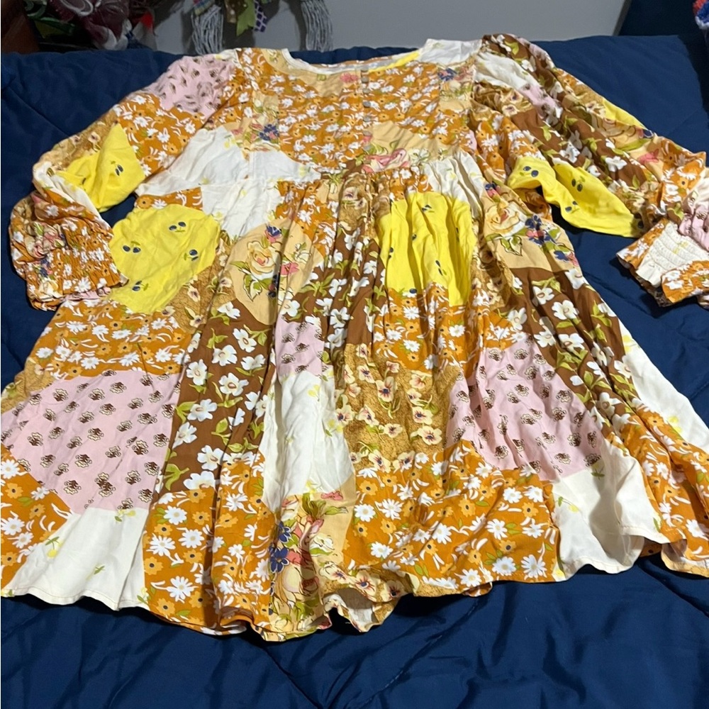 Floral Patchwork Dress - Multicolor